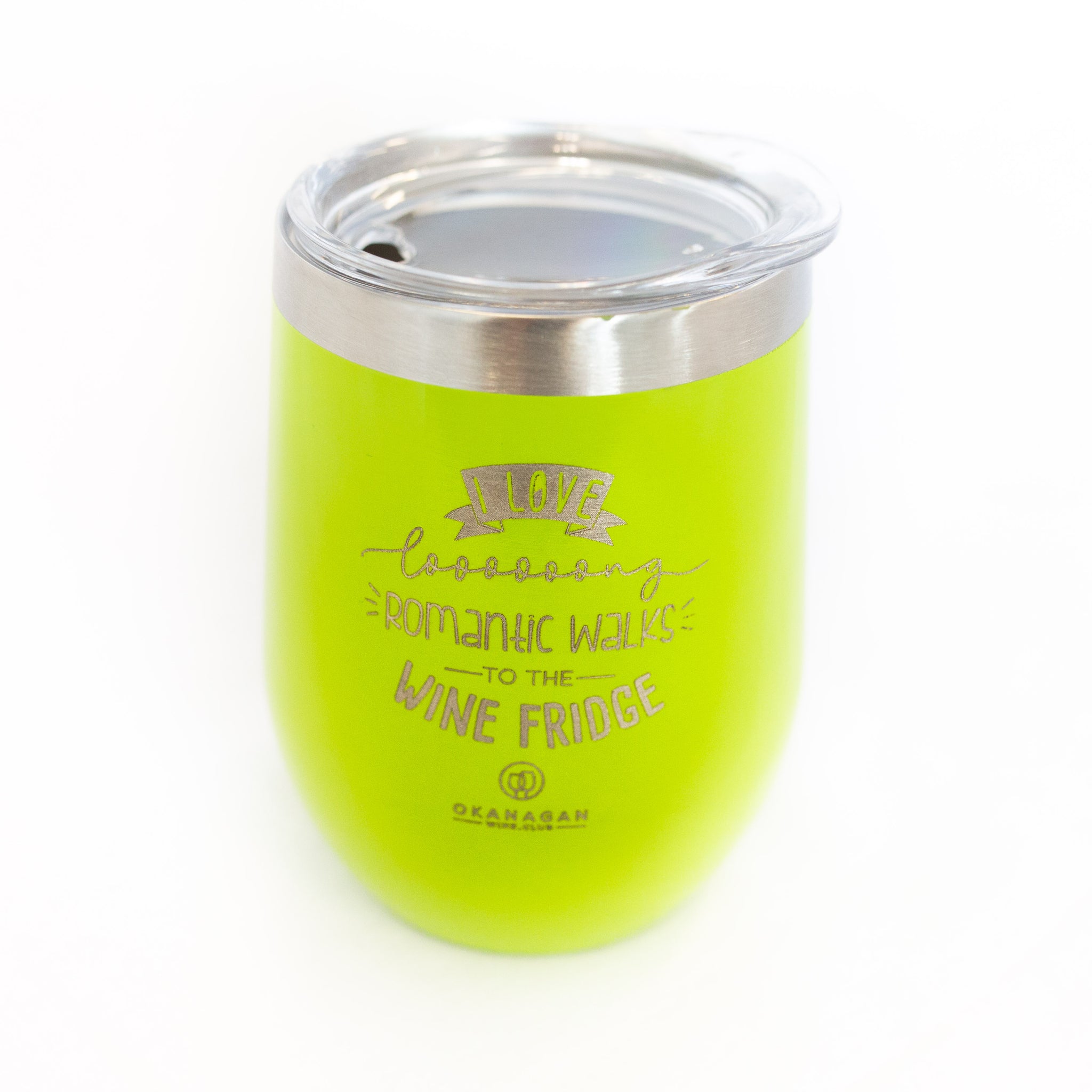 I love loooong romantic walks to the wine fridge - Green 12oz Wine Tumbler