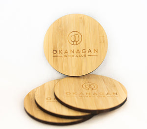 Exclusive Wooden Okanagan Wine Club Coaster Set (4 Pieces)